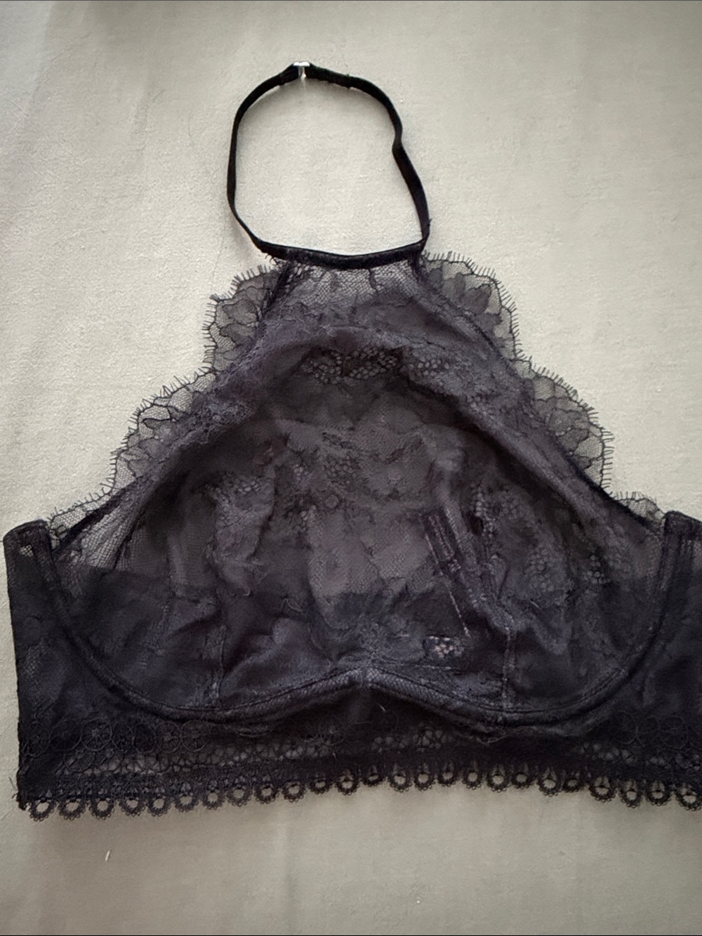 Victoria's Secret Black Sheer Lace Halter Bralette